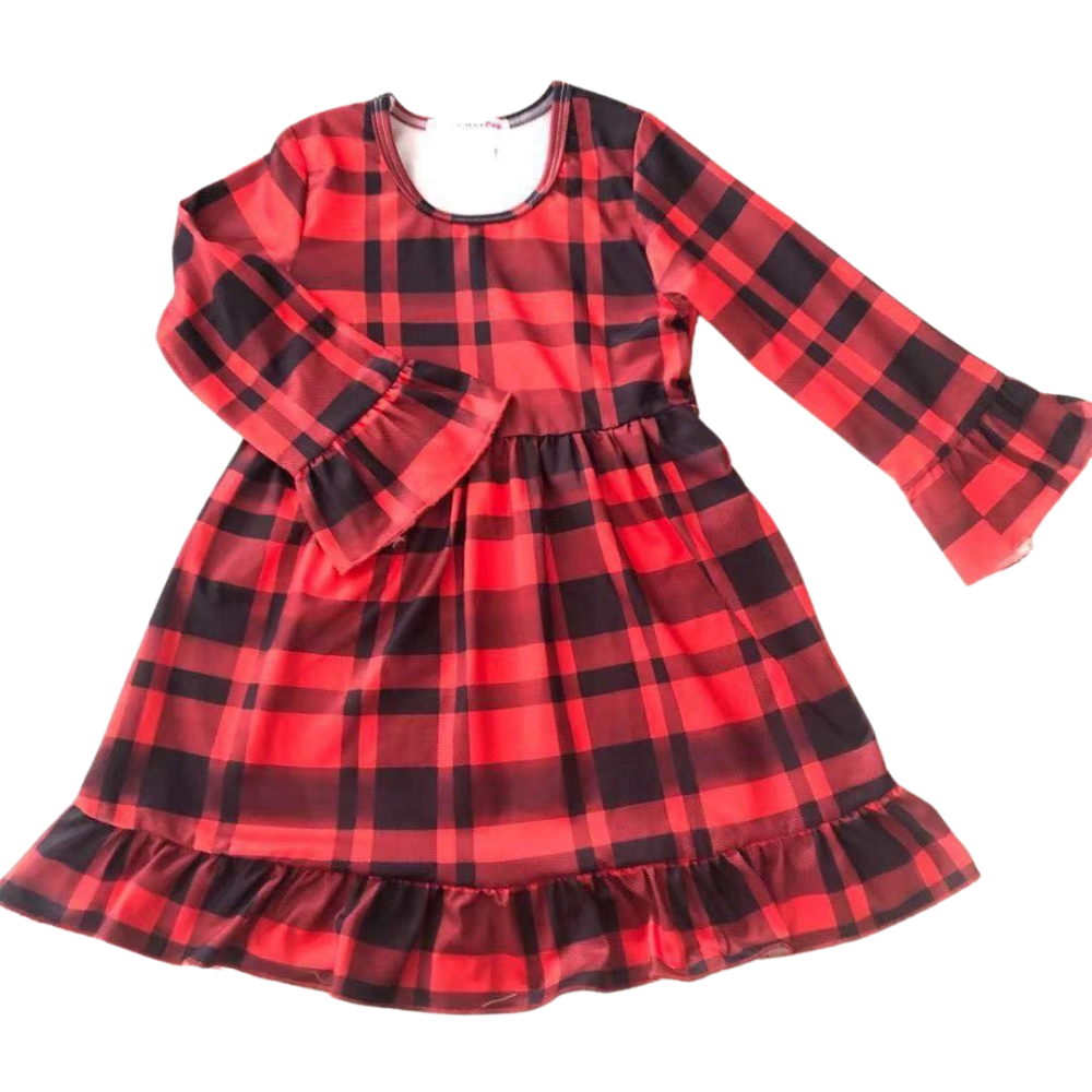 Girls Dress Red Flannel - Gracie Roze