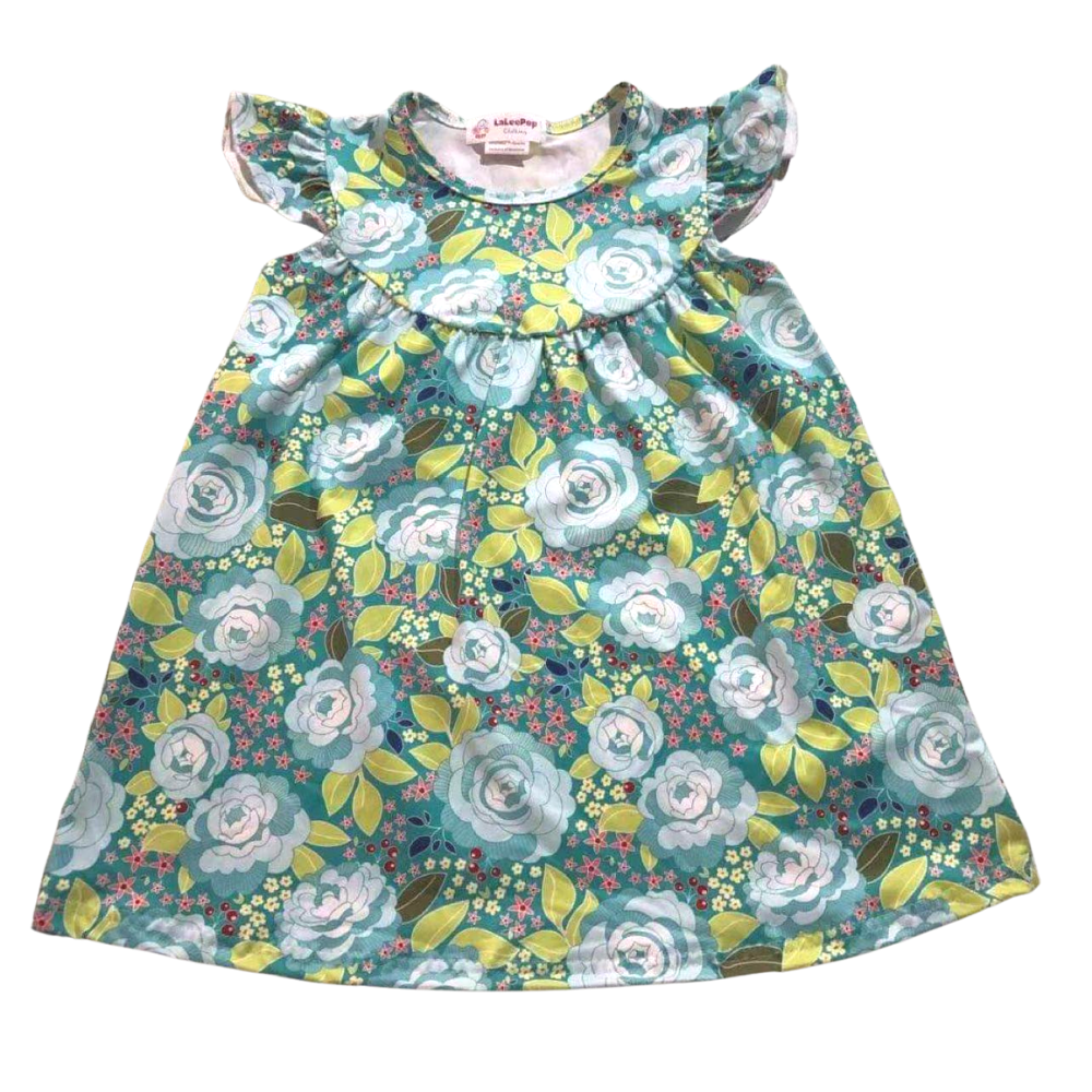 Girls Dress Fields of Green Flowers - Gracie Roze