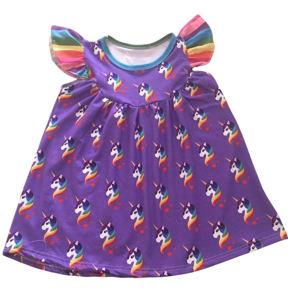 Girls Dress Purple Unicorn - Gracie Roze