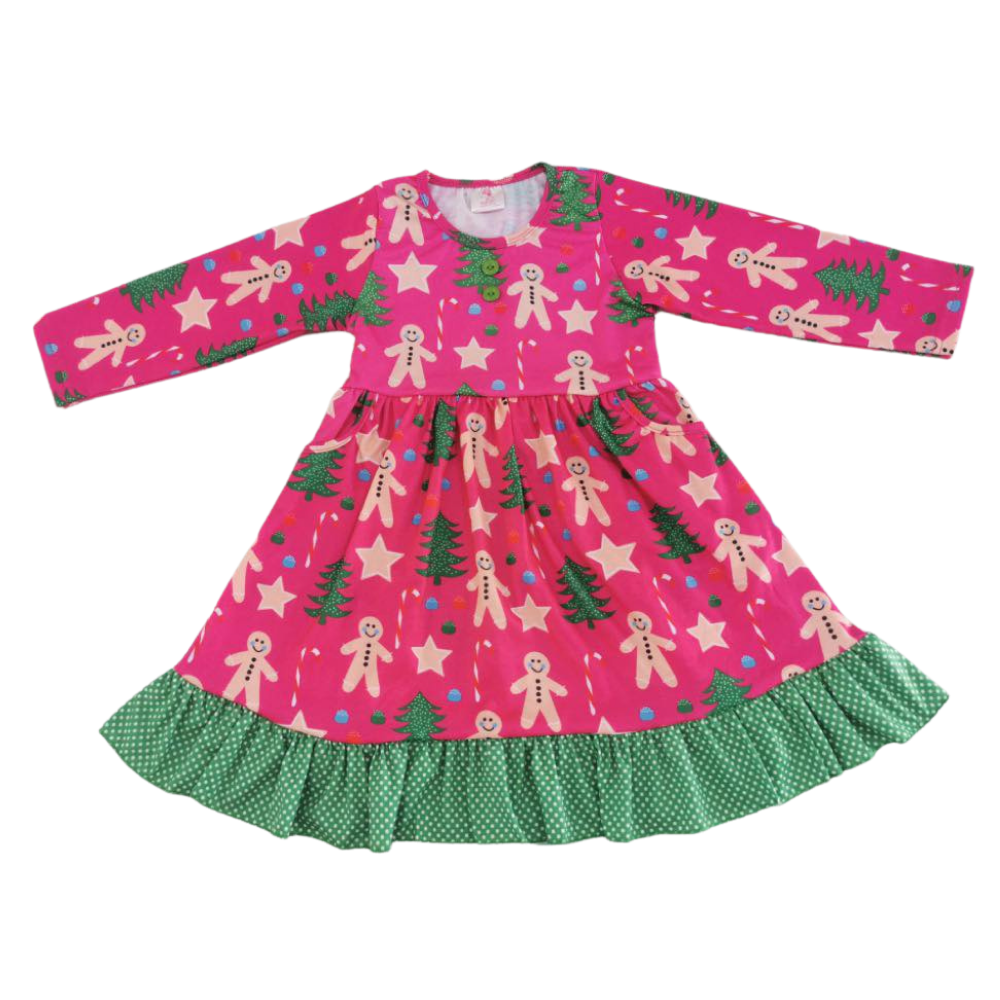Girls Dress Christmas Ginger Cookies - Gracie Roze