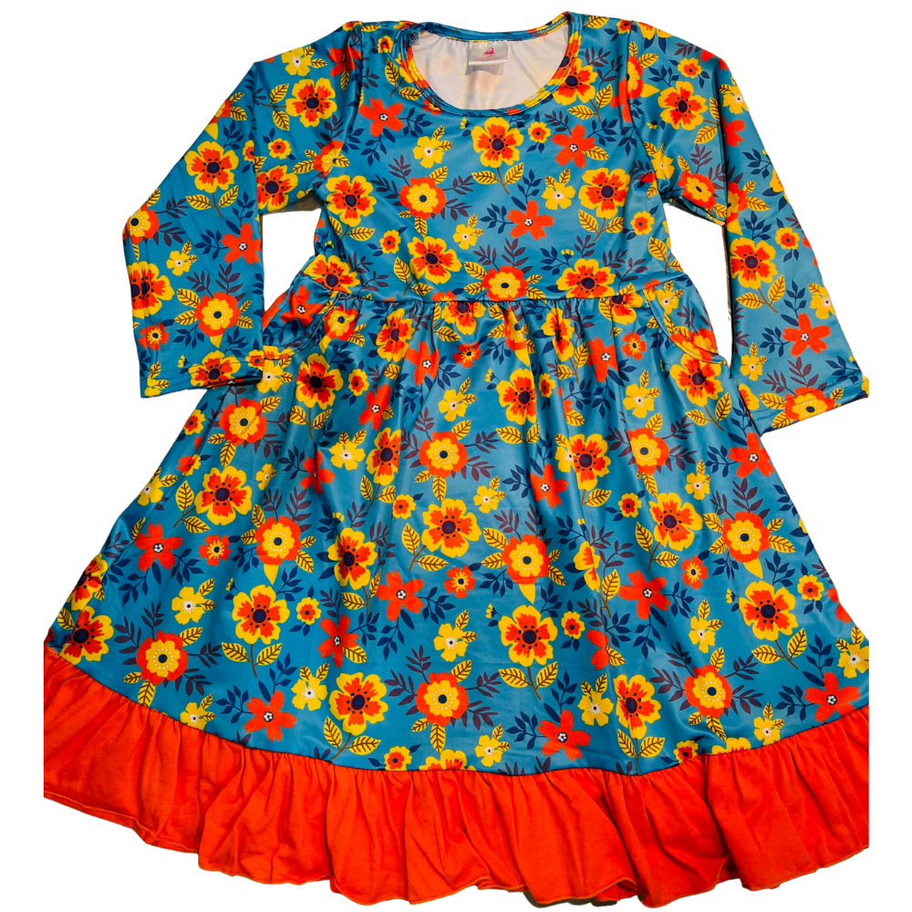 Girls Dress Fall Flowers - Gracie Roze