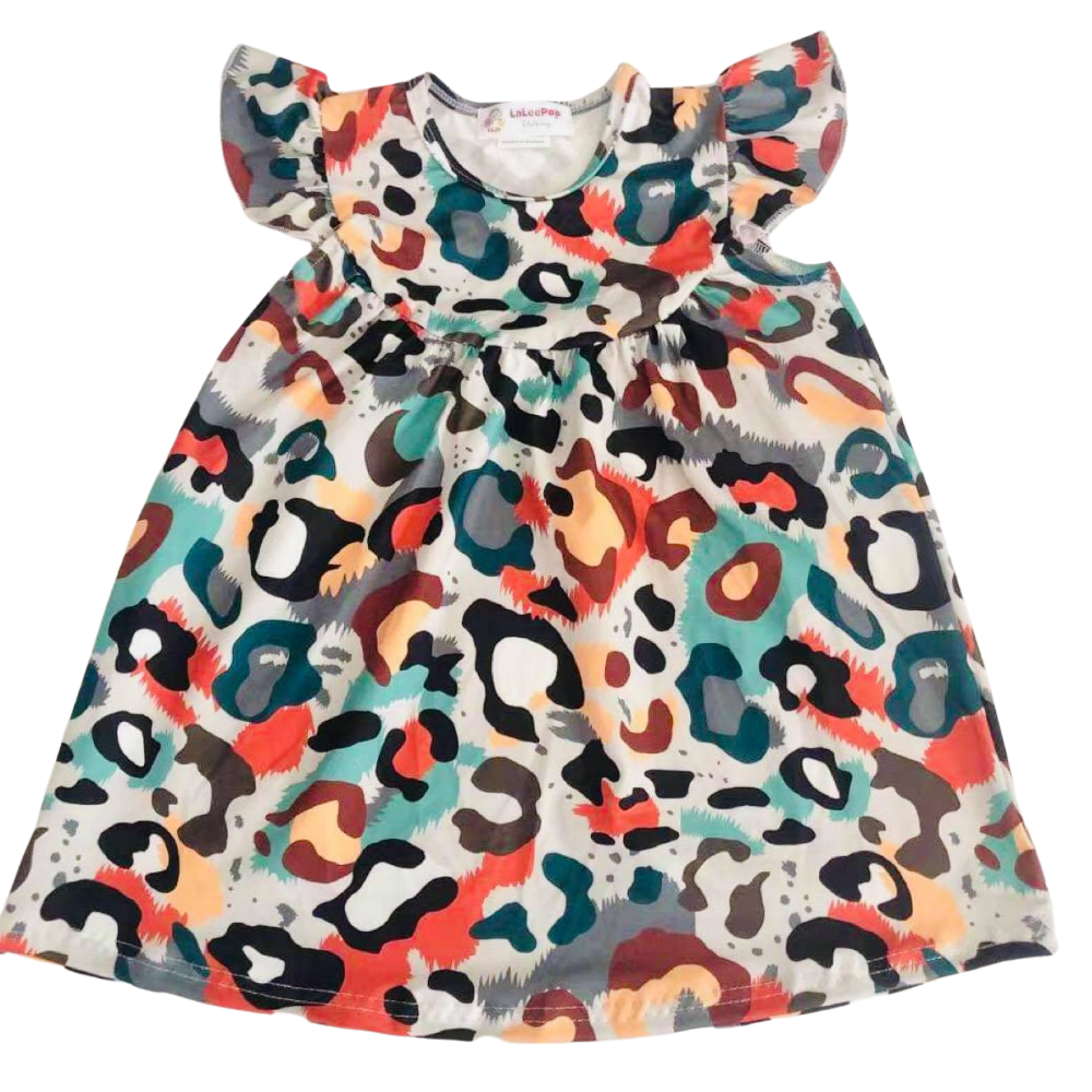 Girls Dress Pastel Leopard - Gracie Roze