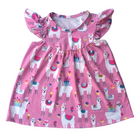 Girls Dress Pink Llama - Gracie Roze