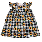 Girls Dress Sunflowers Plaid - Gracie Roze