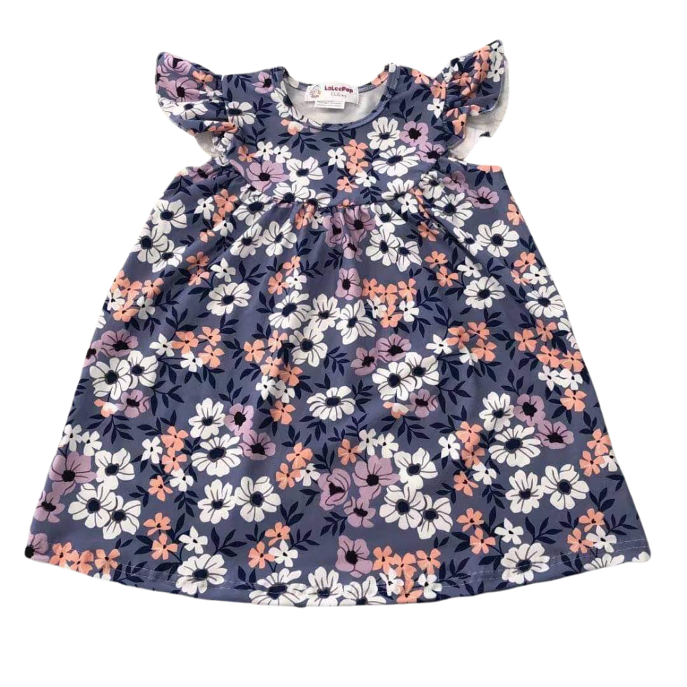 Girls Dress Midnight Flowers - Gracie Roze
