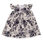 Girls Dress Greyscale Flowers - Gracie Roze