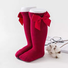 Girls Knee High Bow Socks Red - Gracie Roze