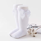 Girls Knee High Bow Socks White - Gracie Roze