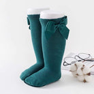 Girls Knee High Bow Socks Green - Gracie Roze