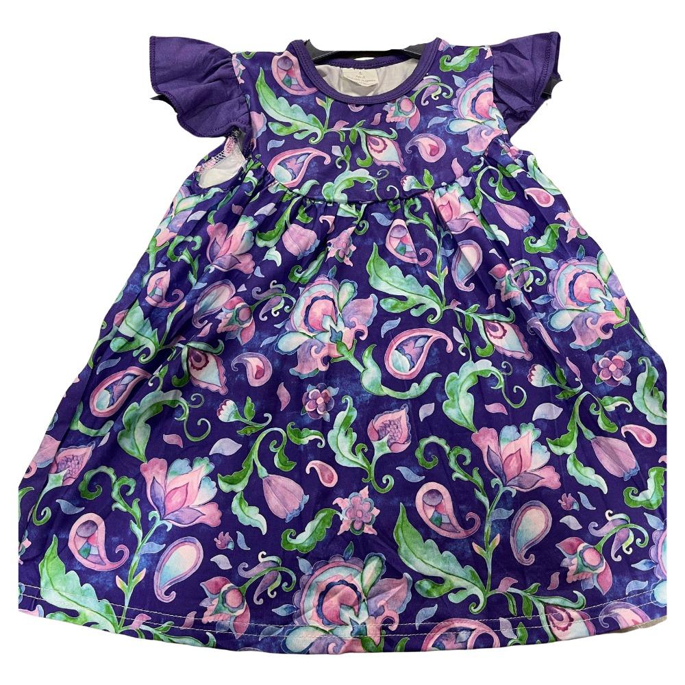 Girls Dress Purple Flower - Gracie Roze